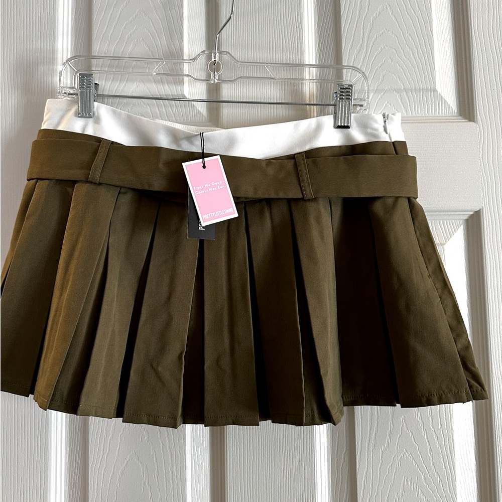 Olive Green Pleated Skirt
